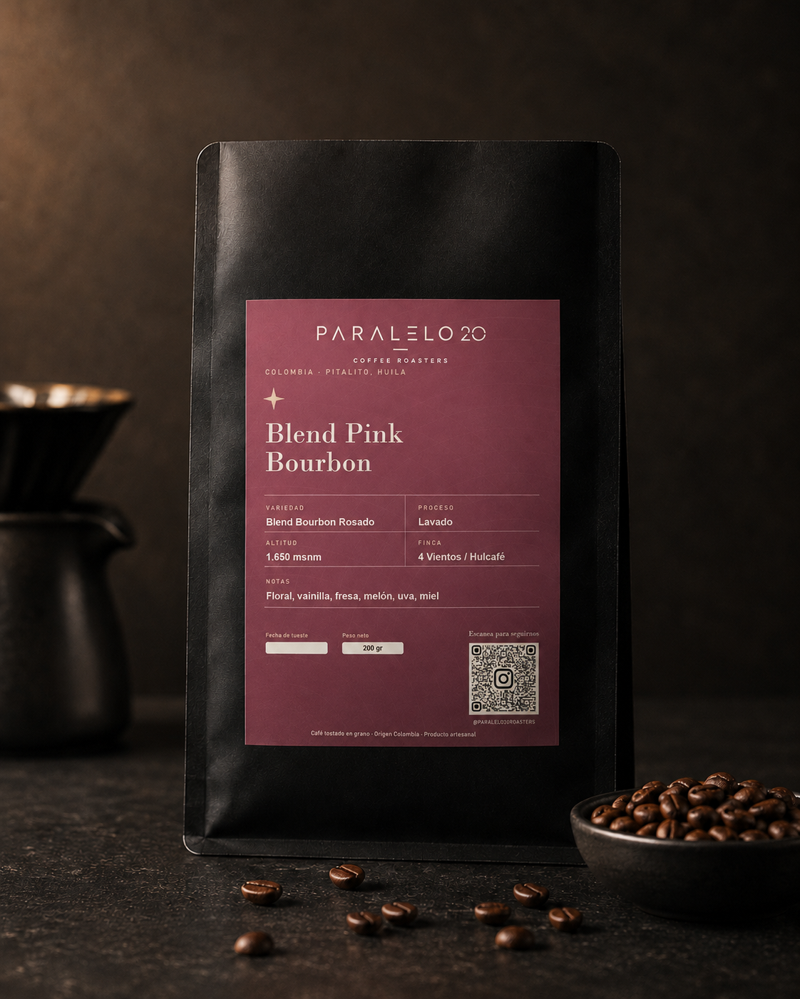 Bolsa de café Blend Pink Bourbon de Paralelo 20