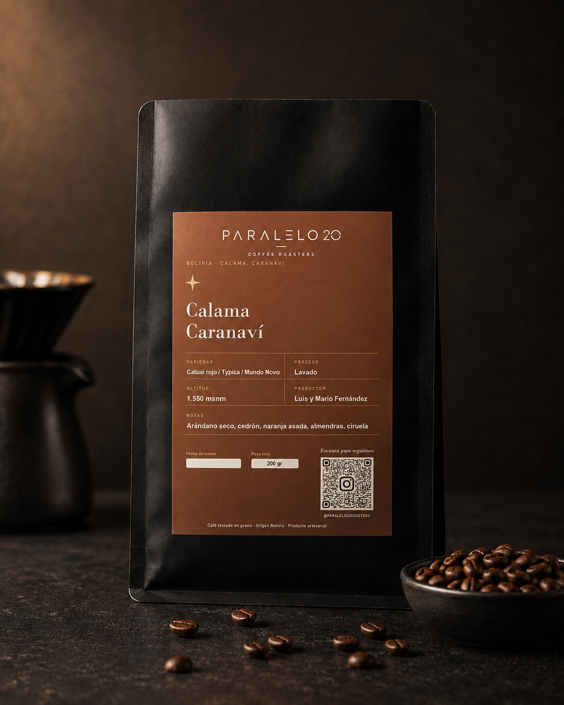 Bolsa de café Calama Caranaví de Paralelo 20